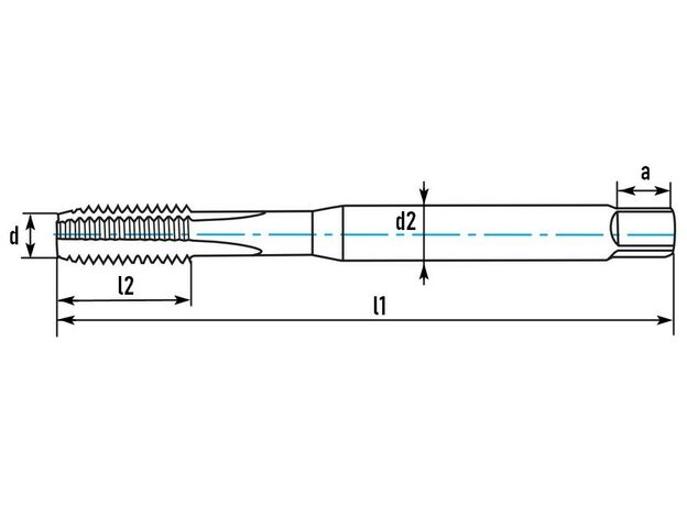 Метчик машинно ручной м2,5х0,45 сквозн. 6H HSSE DIN371 CrZn Wilson, изображение 2