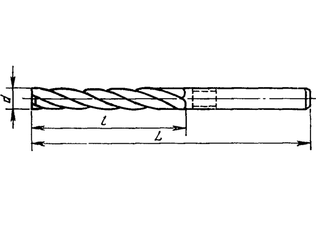 Зенкер с цилиндрическим хвостовиком ф7,35х100х125 z-3 хв7 Р6М5, изображение 2
