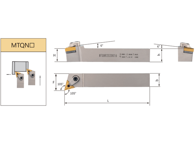 Державка для наружного точения MTQNR2525M16 SAB-T