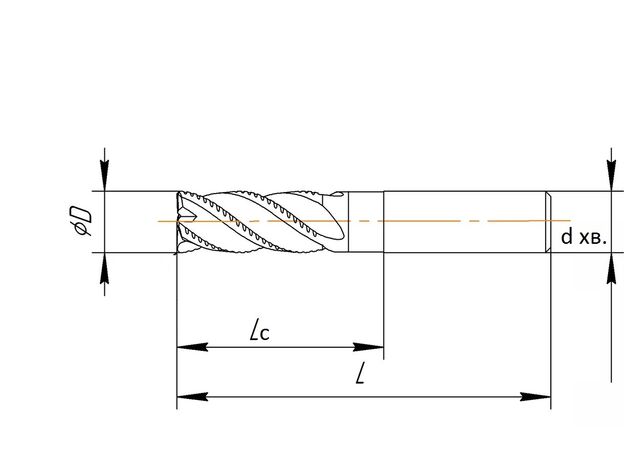 фреза концевая твердосплавная 10*18*70 R1 (обдир) z-3 TNX-S, изображение 2