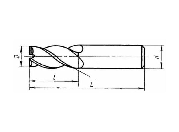 Фреза концевая с ц.х. 6*13*57 z-4 Р6М5 без ц.о. вышлиф (У506) TiN, изображение 2