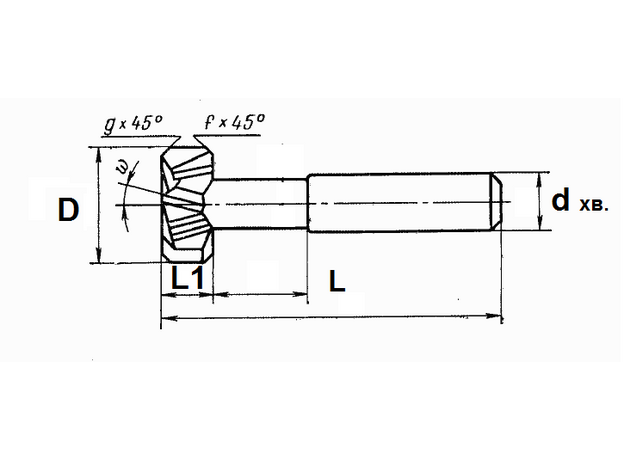 Фреза для Т-образных пазов паз 12мм, d21*9 ц/х z-6 Р6М5 хв.14, изображение 2